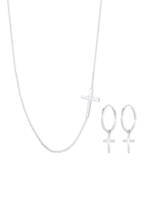 Elli - Kette Ohrringe Kreuz Religion Glaube 925 Silber Schmuck-Set 1 ct Damen (59.99 € / 1 ct)