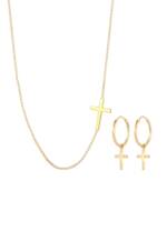 Elli - Kette Ohrringe Kreuz Religion Glaube 925 Silber Schmuck-Set 1 ct Damen (89.99 € / 1 ct)