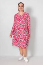 Janet & Joyce Midikleid Midikleid A-Line Blumenprint Langarm