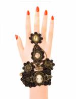 Kostümzubehör Handkette mit Brosche schwarz