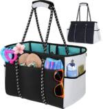 LuxusKollektion Strandtasche Strandtasche XXL Neopren 30L Damen Shopper Schwarz für Strand