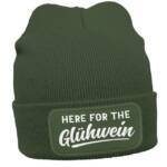 MoonWorks Strickmütze Herren Beanie Strickmütze mit Patch Spruch Aufdruck GlühweinLustig