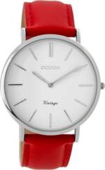 OOZOO Quarzuhr Oozoo Damen Armbanduhr Ultra Slim, (Analoguhr), Damenuhr rund, groß (ca. 40mm) Lederarmband, Fashion-Style