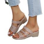 Refttenw Damen Plateau Pantoletten, Sommerschuh Keilabsatz Peeptoe Sandalen Keilsandalette