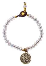 Saraswati Armband Armkettchen "Blume des Lebens" mit 33 Glasperlen, crystal 18cm