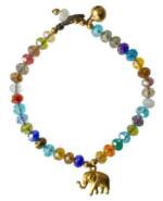 Saraswati Armband Armkettchen "Elefant" mit 33 Glasperlen, bunt 18cm