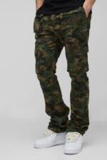 Tall Slim-Fit Camouflage Cargohose - Dark Green - 32, Dark Green